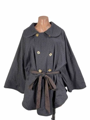 Melissa McCarthy Seven 7 1X Reversible Cape Navy Blue, Bronze Modern Chic Work - Image 1 of 4