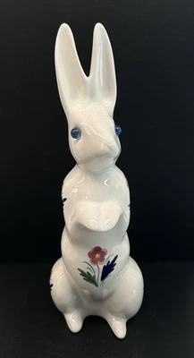 Estatuilla de conejo de cerámica vintage ELPA Alcobaca de 9 pulgadas con ojos de vidrio azul Foto 1 de 4