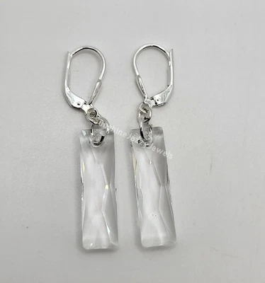Pendientes baguette reina 6465 m/w plata esterlina Swarovski cristalina 25 mm Foto 1 de 3