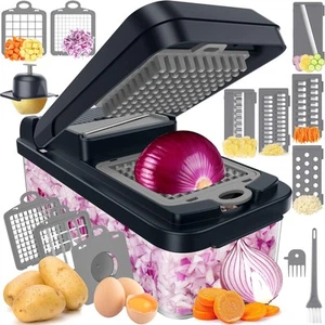 12-in-1 Vegetable Chopper, Kitchen Gadgets with 7 Blades, Veggie, Food, Onion... - Picture 1 of 7