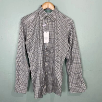 Eton Gingham Plaid Button Down Dress Shirt Multi Sz 39 Slim 15.5 - Imagem 1 de 4