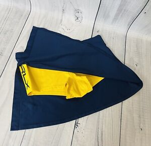 RLX Ralph Lauren Golf Tennis Stretch Skort Skirt Navy Blue Gold Swim Skirt Small