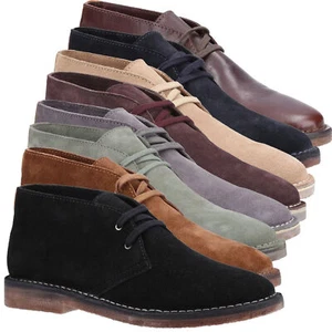 Mens Hush Puppies Samuel Desert Chukka Leather Comfort Ankle Boots Sizes 7 to 12 - Picture 1 of 34