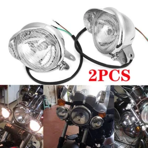 5.5" Chrome Passing Light Fog Spot Headlight Lamp For Harley Honda Motorcycle - Picture 1 of 12