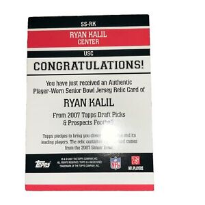 2007 Topps DDP Senior Standout Ryan Kalil Rookie Patch #SS-RK