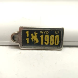 RARE VTG DAV Disabled Veterans Mini License Plate Key Chain Ring WYOMING 1957 - Picture 1 of 2