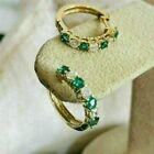2Ct Round Lab-Created Green Emerald Huggie Hoop Earrings 14K Yellow Gold Plated