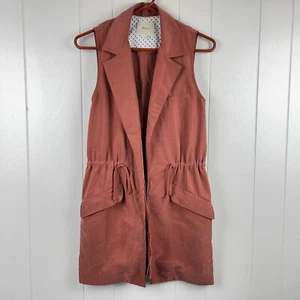 Anthropologie Boho Old Town Utility Vest by Elevenses Oversized XS Rust Orange - Picture 1 of 11