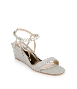 Sandalia de cuña Badgley Mischka Kaelyn plateada para mujer talla 10 $185 - Imagen 1 de 10