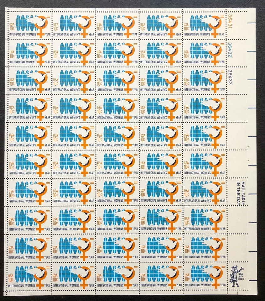 US Stamp 1975 Mint Sheet Scott #1571, Int'l Women's Year, 10c x 50 stamps, OG - Image 1 of 1