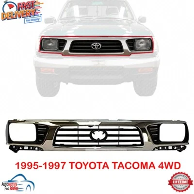 GRILLE ASSEMBLY CHROME SHELL WITH BLACK INSERT FOR 1995-1997 TOYOTA TACOMA 4WD Foto 1 de 4