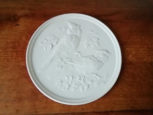 Piatto da parete in porcellana Buiskuit piatto da parete piastrella quadro da parete bianco uccellini 19 cm - Foto 1 di 5