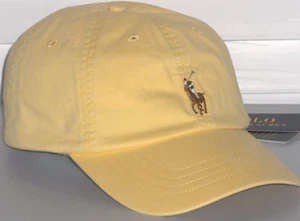 POLO RALPH LAUREN Men's Pony Baseball Ball Cap Hat, LEATHER STRAP, Yellow, NWT - Picture 1 of 11