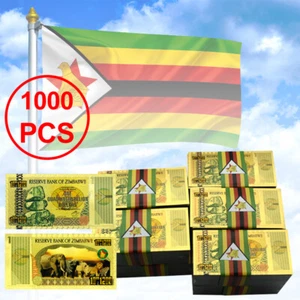 1000pcs Zimbabwe Collect Money One Quadringentillion Dollars Gold Foil Banknotes - Picture 1 of 6