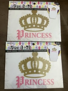 Lot Of 2 Iron-on Transfer "Princess with Crown" - Picture 1 of 5