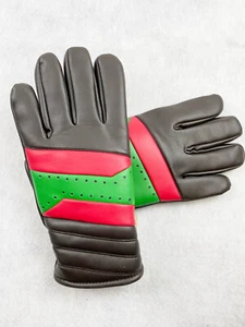 VINTAGE VINYL WINTER GLOVES - BLACK, RED, GREEN - NEW OLD STOCK - Picture 1 of 4