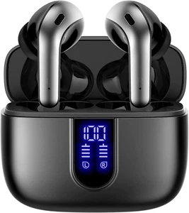 Bluetooth True Wireless Earbuds - 60H Playback, LED Display, Waterproof, Mic - Picture 1 of 7