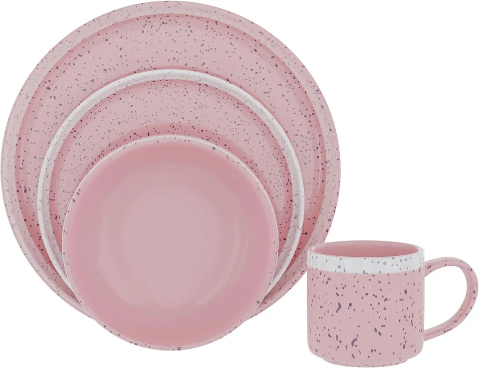 American Atelier 4 Pc Dinnerware Set | Stoneware Dishes | Dinner Plate, Pink  - Image 1 of 4