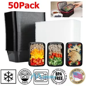 50 Pack Meal Prep Containers Reusable Food Storage Disposable Plastic Lunch Box - Picture 1 of 18