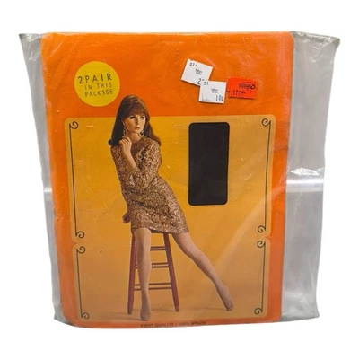 Medias de malla sin costuras liguero de nailon vintage de 2 pr café 10 puntera reforzada Foto 1 de 2