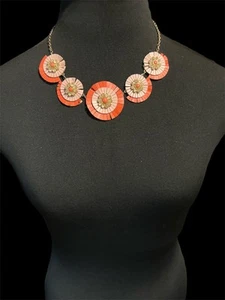 INC international Concept Necklace Orange And Pink Faux Leather Round Medallions - Picture 1 of 7