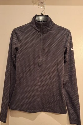 Nike Pro Dri-Fit Women's Quarter Zip Size S Gray Swoosh Logo Athletic Pullover - Image 1 of 4