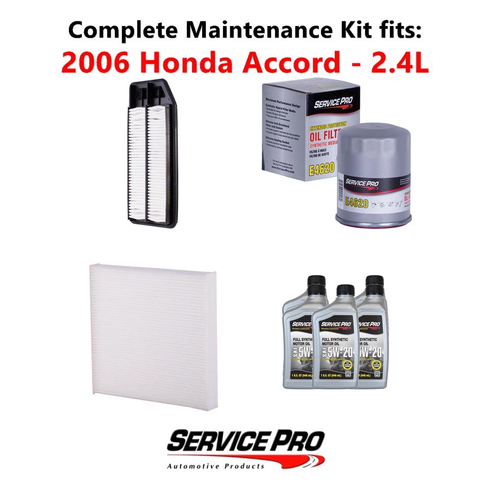 2006 Honda Accord 2.4L Complete Air, Oil & Cabin Filter Kit (5W-20) Foto 1 de 4