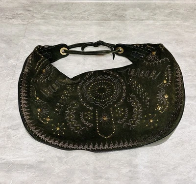 Bolso Boho de Hombro Vintage Donald J Pliner Alta Costura Gamuza Verde Cartera Grande Foto 1 de 4