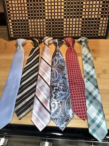 (6) Clip On Boys  Youth Neck Ties Chaps George English Laundry Bergamo Rossin - Picture 1 of 5