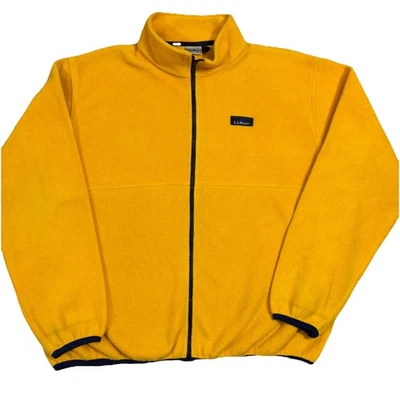 Chaqueta polar vintage LL Bean para hombre XL cremallera completa amarillo brillante exterior logotipo retro Foto 1 de 4