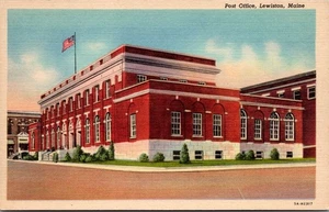 Cartolina epoca lino Pewston Maine edificio ufficio postale - Foto 1 di 2