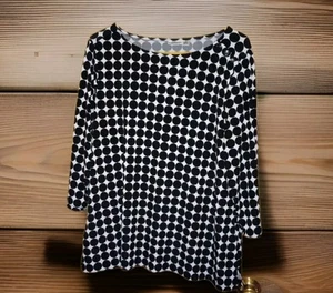Croft & Barrow Optical Illusion Blouse Women's XL 42×24 Black & White Polka Dots - Picture 1 of 13