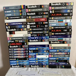 Lote de trabajo x 66 cintas de casete VHS grabables en blanco usadas paquete Scotch TDK - Imagen 1 de 18