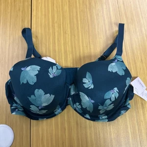 Women’s Auden Full Coverage The Icon Bra Teal Floral. Size: 40C - Picture 1 of 6