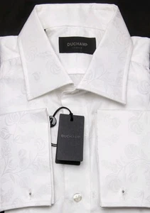 BNWT DUCHAMP LUXURY WHITE 'ORCHARD' JACQUARD SHIRT - SIZE 16.5" 42" RRP £165 - Picture 1 of 4