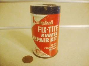 Vintage Tube Repair Kit HOLLINGSHEAD FIX TITE Advertising STEEL Can Gas Oil! - Picture 1 of 7