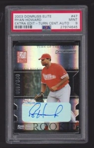 2003 DONRUSS ELITE TURN CENTURY ROOKIE AUTO #47 RYAN HOWARD SP #/100 PSA 9 MINT - Picture 1 of 2