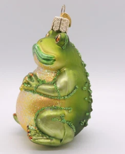 OWC FROG Ornament Good Luck Ponderous Old World Christmas Merck Fam Blown Glass - Picture 1 of 10