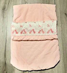 Vintage Pink Baby Bunting Sleep Sack Zipper Pouch Embroidered Squirrels Quilted