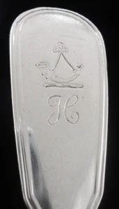 Unidentified Scottish Antique Sterling Silver Dessert Spoon CRESTED Glasgow 1826 - Picture 1 of 12