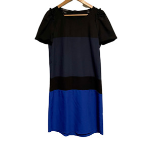 Scotch & Soda Maison Scotch Color Block Black Blue Dress A-Line Crepe Size 10