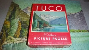 Vintage Tuco Jigsaw Puzzle "Crystal Lake" Cabin & Mountains Complete 357 pc. - Picture 1 of 9