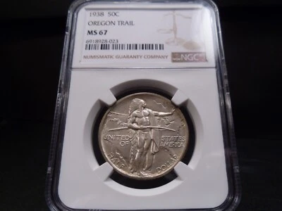 1938 MS67 Oregon Trail Silver Commemorative NGC Certified Superb Gem - Image 1 of 4
