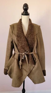 Anthropologie Ryu Brown Sherpa Trim Boutique Winter Coat Jacket Size Medium - Picture 1 of 12