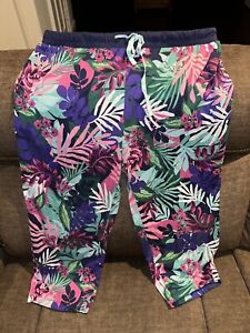 Women’s Cuddl Duds Extra Soft Pajama Bottom Pants in Size Large - Tropical Print