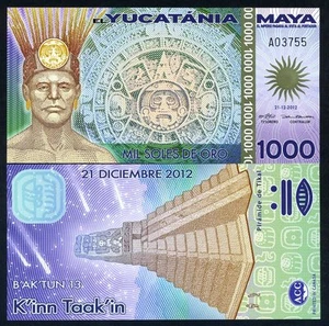 Maya, 1000 (1,000) Mil Soles De Oro, 2012, Polymer, UNC F - Picture 1 of 1
