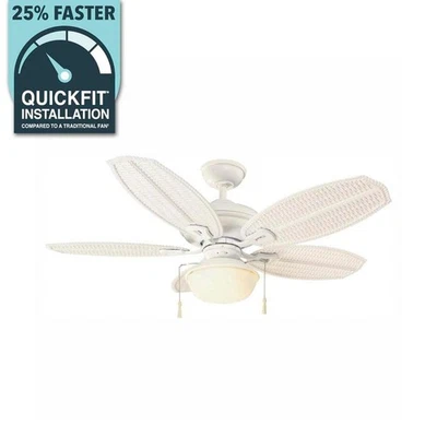 Ventilador de techo Hampton Bay Home 48"" LED interior/exterior blanco mate con kit de luz Foto 1 de 4