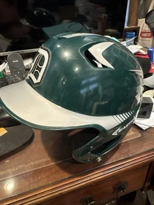 Easton Junior Z5 Two-Tone Batting Helmet Green & Silver 6 3/8" to 7 1/8" Nice - Picture 1 of 7