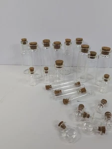 Set of 25 Clear Mini Glass Bottles with Cork, Jar, Small Empty Sample Vial - Picture 1 of 5