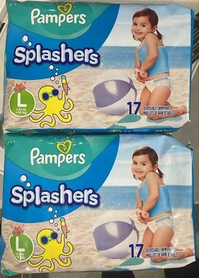 Pañales de natación 34 unidades talla 5 (31 libras) - Pampers Splashers desechables para nadar Foto 1 de 4
